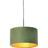 QAZQA Hanglamp met velours kap groen met goud 35 cm - Combi