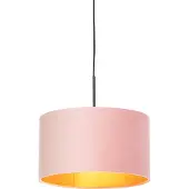 QAZQA Hanglamp met velours kap roze met goud 35 cm - Combi