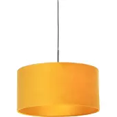 QAZQA Zwarte hanglamp met velours kap geel met goud 50 cm - Combi