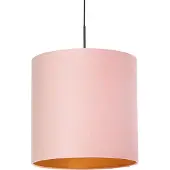 QAZQA Hanglamp met velours kap roze met goud 40 cm - Combi