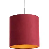 QAZQA Hanglamp met velours kap rood met goud 40 cm - Combi