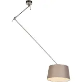 QAZQA Hanglamp met linnen kap taupe 35 cm - Blitz I staal