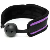 Rimba - Comfortabele ball gag - Zwart/Paars - Verstelbaar