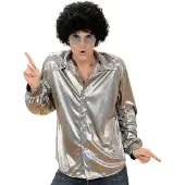Widmann Zilverkleurige disco blouse voor mannen
