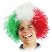 Carnival Toys pruik afro Italië synthetisch groen/rood one-size