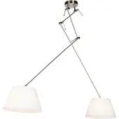 QAZQA Hanglamp staal met plisse kappen crème 35 cm 2-lichts - Blitz