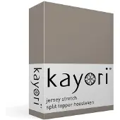 Kayori Split Topper Hoeslaken Shizu Taupe (Jersey)-Lits-Jumeaux XL (180 x 200/210/220 cm)
