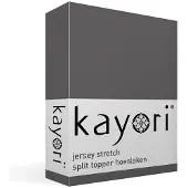 Kayori Split Topper Hoeslaken Shizu Antracite (Jersey)-Lits-Jumeaux XL (180 x 200/210/220 cm)
