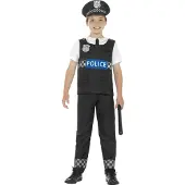 Smiffys Politie pak zwart wit kind