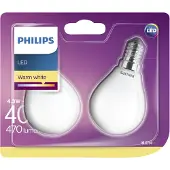Philips E14 led-lamp Classic kogel mat 4.3W (40W) 2 stuks