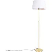 QAZQA Vloerlamp goud/messing met linnen kap wit 45 cm - Parte