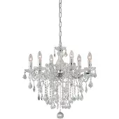 Ideal Lux Kroonluchter kristal Florian, dimbaar, chroom / zilver, Woon-/ Eetkamer, Glas, kroonluchter