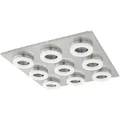 Eglo Vierkante plafondlamp Palena nikkel 9-lichts