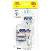 Gillette Skinguard Scheerhouder + Scheermesjes 4 Stuks