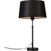 QAZQA Tafellamp zwart met kap zwart 35 cm verstelbaar - Parte