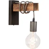 QAZQA Industriële wandlamp zwart met hout - Gallow