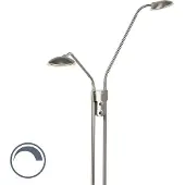 QAZQA Moderne vloerlamp staal met leeslamp incl. LED - Eva