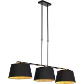 QAZQA Hanglamp met katoenen kappen zwart met goud 32cm - Combi 3 Deluxe