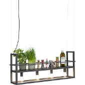 QAZQA Industriële hanglamp zwart met rek 4-lichts - Cage Rack