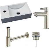 Lambini Designs Recto solid surface fonteinset links met RVS kraan