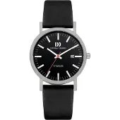 Danish design Rhine - Horloge Heren - Zilver/Zwart- Luxe - Analoog - Rond - Leer - 35 mm - Quartz