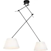 QAZQA Hanglamp met plisse kappen crème 35 cm - Blitz II zwart
