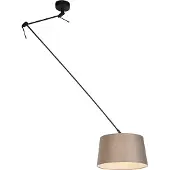 QAZQA Hanglamp zwart met linnen kap taupe 35 cm - Blitz