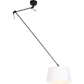 QAZQA Hanglamp met linnen kap wit 35 cm - Blitz I zwart