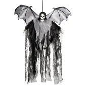 Boland Halloween Horror hangdecoratie spook/geest/skelet pop met vleermuis vleugels 60 cm - Halloween poppen
