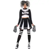 Smiffys Fever Gothic Cheerleader kostuum (zwart en wit, XS)