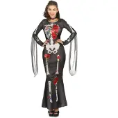 Vegaoo Dia de los Muertos skelet jurk met rozen voor vrouwen