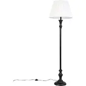 QAZQA Vloerlamp zwart met plisse kap wit 45 cm - Classico