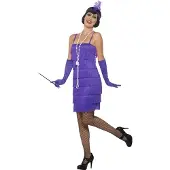Smiffys Flapper jurkje paars (paars, XL)