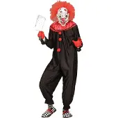 Generique Creepy clown Ronald MC D kostuum (rood, wit en geel, XL)