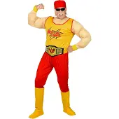 Widmann Hulk Hogan kostuum luxe (naturel, geel en rood, S (48-50))