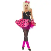 Smiffys Roze met zwarte stippen Tutu en hoofdband met strik 90s 80s Pop | maat L (44/46)