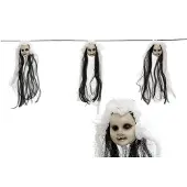 Atosa Feestdecoratie slinger met horror meisjes poppen hoofdjes 150 cm - Halloween versiering