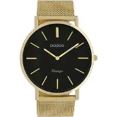 Oozoo C9912 Horloge staal/mesh goudkleurig-zwart 44 mm