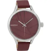 Oozoo C9682 dameshorloge, met een roestvrijstalen kast en een leren band