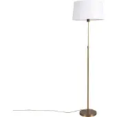 QAZQA Vloerlamp brons met linnen kap wit 45 cm verstelbaar - Parte