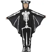 Smiffys Kostuum - Bat Skeleton - Zwart/Wit - - 10-12 jaar (140-152) - Verkleedkleren