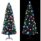 vidaXL Voorverlichte kerstboom met standaard en LED 240 cm glasvezel