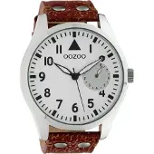 Oozoo dames- en heren lederen polshorloge, bruin, analoog, quartz, model UOC10325