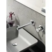 Hotbath Buddy 005 wastafelmengkraan rechte uitloop 2 rozetten chroom