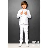 Opposuits kostuum wit Jongens Polyester Reverskraag Effen - maat 122/128
