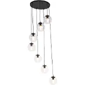 QAZQA Art deco hanglamp zwart 7-lichts - Pallon