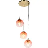 QAZQA Art deco hanglamp messing 45 cm 3-lichts roze - Pallon
