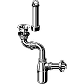 Viega plugbekersifon ruimtebesparend ergonomisch met standpijp chroom 132675
