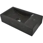 Wiesbaden B fontein 40x22cm rechts met 1 kraangat hardsteen zwart
