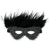 Rimba - Burlesque Masker Met Veren - Zwart
